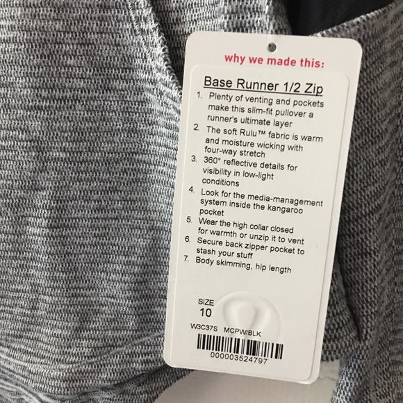 New NWT Lululemon Base Runner 1/2 Zip Mini Check Pique Black/White Gray Grey 10 - Picture 7 of 8